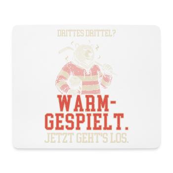 Warmgespielt im dritten Drittel - Eishockey Gravur - Mousepad (Querformat) - Weiß - Vorne