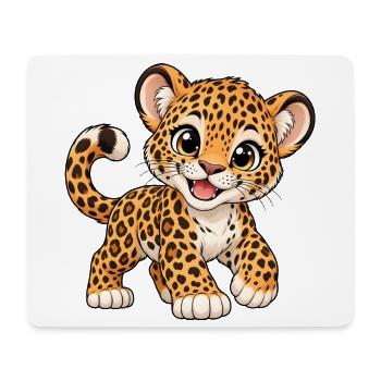 Kawaii Leopard – Süße wilde Katze - Mousepad (Querformat) - Weiß - Vorne