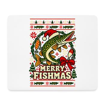 Weihnachten Hecht Angler Fishmas - Mousepad (Querformat) - Weiß - Vorne