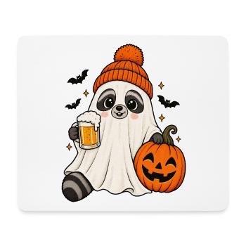 Geist Waschbär Holding Beer Pumpkin Spooky Fall - Mousepad (Querformat) - Weiß - Vorne