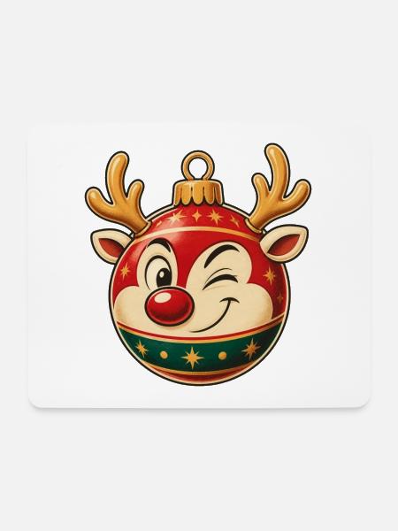 Fröhliches Rentier-Ornament - Mousepad (Querformat) - Weiß