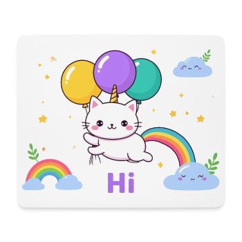 Pastel Kitty Einhornballons - Mousepad (Querformat) - Weiß - Vorne