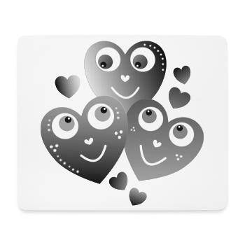 fröhliche grauschwarze Herzen lächelnde Herzen - Mousepad (Querformat) - Weiß - Vorne