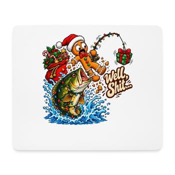 Well Shit Gingerbread Fishing Christmas Bass Humor - Mousepad (Querformat) - Weiß - Vorne