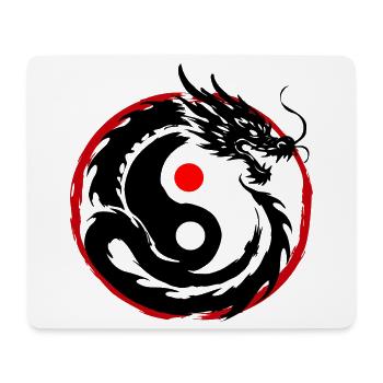 Tintenpinsel Chinesischer Drache Yin Yang - Mousepad (Querformat) - Weiß - Vorne