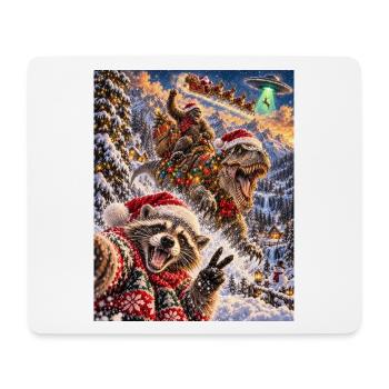 Christmas Raccoon Selfie Bigfoot T Rex Santa UFO - Mousepad (Querformat) - Weiß - Vorne