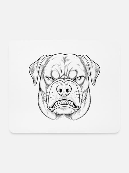 Beißender Hund Kopfzeichnung - Mousepad (Querformat) - Weiß