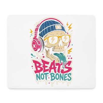 Totenkopf mit Kopfhörern – Beats Not Bones - Mousepad (Querformat) - Weiß - Vorne