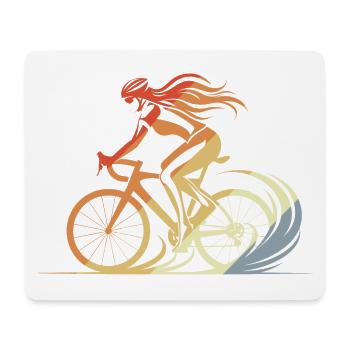 Retro Fahrradfahrerin - Mousepad (Querformat) - Weiß - Vorne