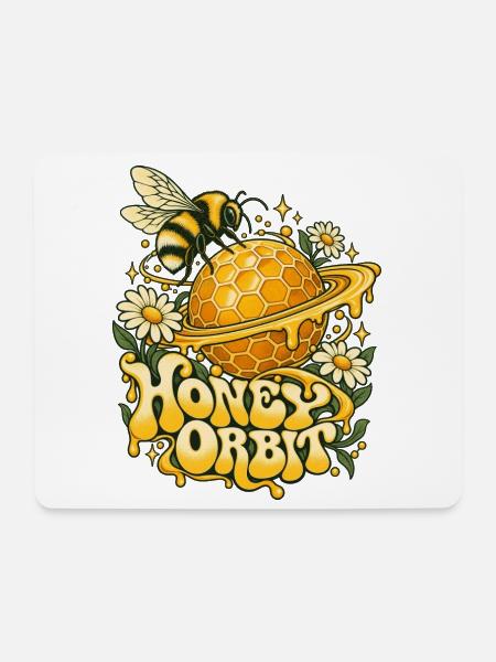 Honigplanet Biene Orbit - Mousepad (Querformat) - Weiß