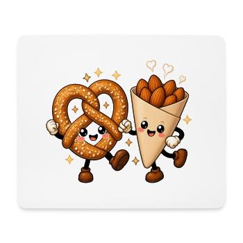 Brezel Gebrannte Mandeln Kawaii Tanz T-Shirt - Mousepad (Querformat) - Weiß - Vorne