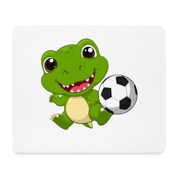 Kleiner Grüner Drache Spielt Fußball Kinder TShirt - Mousepad (Querformat) - Weiß - Vorne