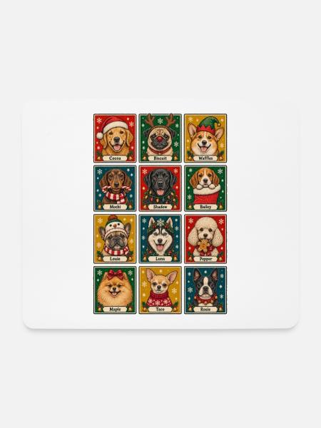 Weihnachtshundeporträts – Festliche Hunderassen - Mousepad (Querformat) - Weiß