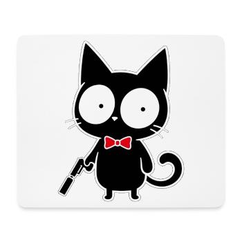Schwarzer Katzen-Geheimagent mit roter Fliege - Mousepad (Querformat) - Weiß - Vorne