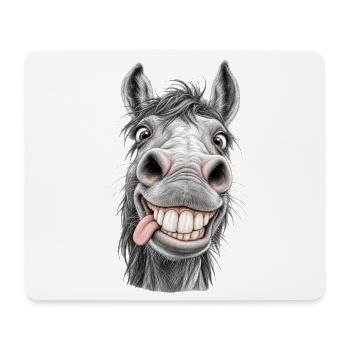 Lustiges Pferd mit einem breiten Lächeln - Mousepad (Querformat) - Weiß - Vorne