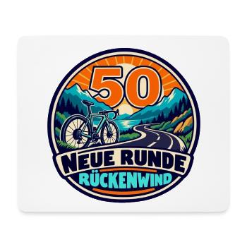 50 Geburtstag – Neue Runde, Rückenwind - Mousepad (Querformat) - Weiß - Vorne