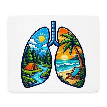Nature Lungs Mountain Beach Outdoor-Abenteuer-Tee - Mousepad (Querformat) - Weiß - Vorne