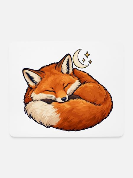 Schlafender Fuchs Mondtraum - Mousepad (Querformat) - Weiß