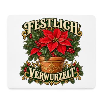Festlich Verwurzelte Weihnachtsblume - Mousepad (Querformat) - Weiß - Vorne