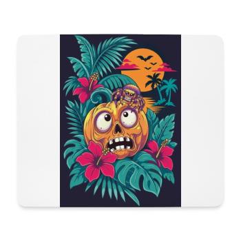 Skelett-Kürbis und tropischer Mond - Mousepad (Querformat) - Weiß - Vorne