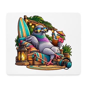 Taube im Tropenurlaub – Entspannter Vogel - Mousepad (Querformat) - Weiß - Vorne