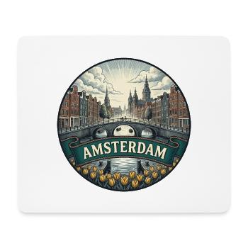 Amsterdam Travel Badge Canal Houses Retro-Geschenk - Mousepad (Querformat) - Weiß - Vorne
