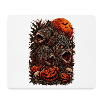 halloween-piranha-horror-monster-tshirt-pumpkin - Mousepad (Querformat) - Weiß - Vorne