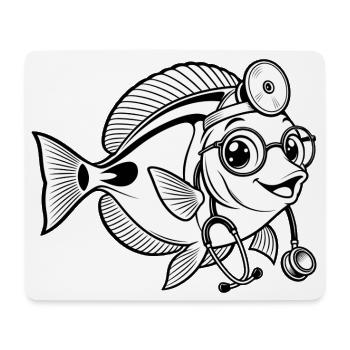 Doktorfisch mit Stethoskop - Mousepad (Querformat) - Weiß - Vorne