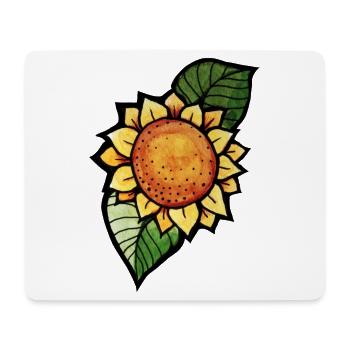 Sonnenblumen-Aquarellblüte in kräftigem Orange - Mousepad (Querformat) - Weiß - Vorne