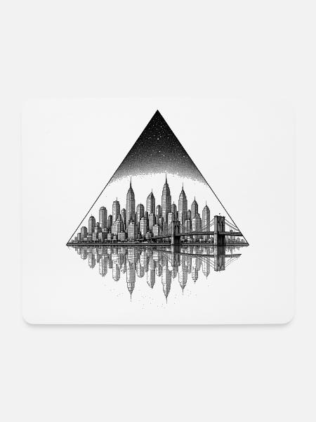 Nachtstadtreflexion im Diamant-Design - Mousepad (Querformat) - Weiß