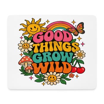 Good Things Grow Wild – Bunte Retro-Blumen - Mousepad (Querformat) - Weiß - Vorne