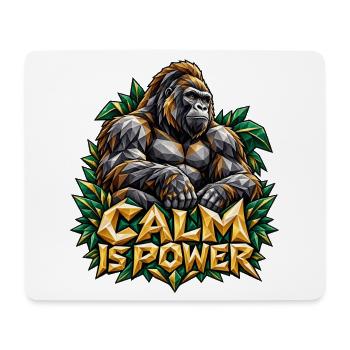 Calm is Power Gorilla Low Poly Stärke Ruhe Shirt - Mousepad (Querformat) - Weiß - Vorne