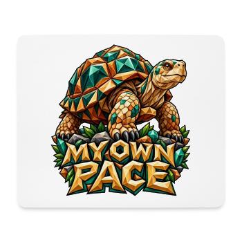 My Own Pace Schildkröte Low Poly Lustiger Spruch - Mousepad (Querformat) - Weiß - Vorne
