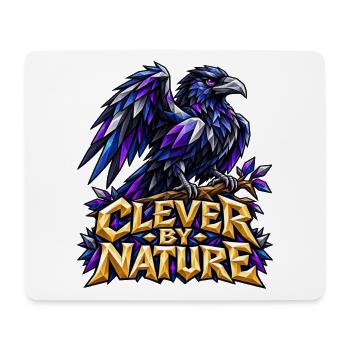 Clever by Nature Rabe Low Poly T-Shirt Rabenkrähe - Mousepad (Querformat) - Weiß - Vorne