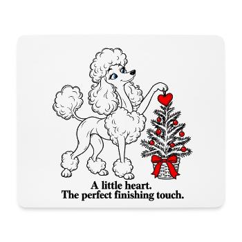Pudel fügt dem Weihnachtsbaum ein Herz hinzu - Mousepad (Querformat) - Weiß - Vorne