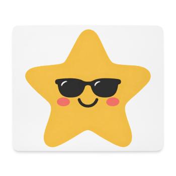 Kawaii Stern mit Sonnenbrille - Mousepad (Querformat) - Weiß - Vorne