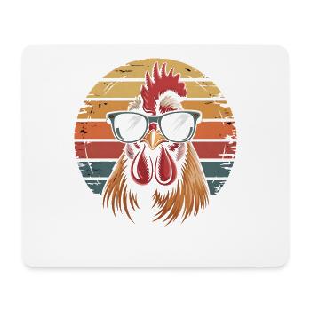 Retro Hahn Sonnenbrille Sonnenuntergang Hühner - Mousepad (Querformat) - Weiß - Vorne