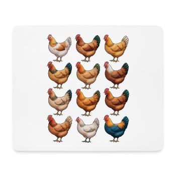 Lebendiges Hennen-Mosaik-Huhn - Mousepad (Querformat) - Weiß - Vorne