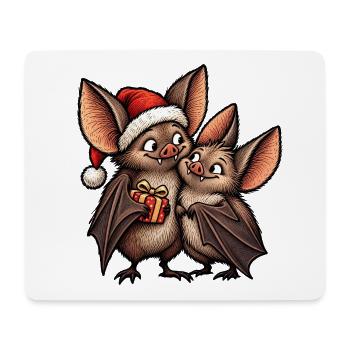 Weihnachtsfledermäuse mit Weihnachtsgeschenk - Mousepad (Querformat) - Weiß - Vorne