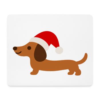 Dackel mit Weihnachtsmütze - Mousepad (Querformat) - Weiß - Vorne