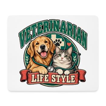 Tierarzt-Lebensstil-Hund-Katzen-Duo - Mousepad (Querformat) - Weiß - Vorne