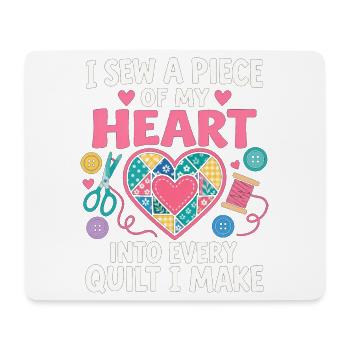 Ich nähe ein gestepptes Herz - Mousepad (Querformat) - Weiß - Vorne