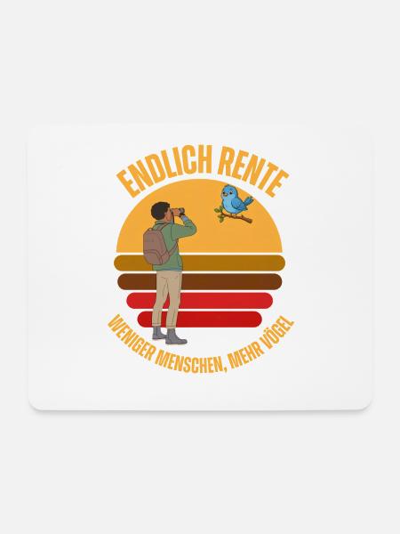 Endlich Rente Vogelbeobachtung Retro - Mousepad (Querformat) - Weiß