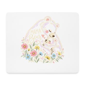 Linienkunst Wiese Mama Leben Süße Mama Bär - Mousepad (Querformat) - Weiß - Vorne