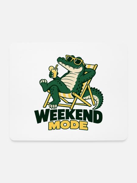 Alligator im Weekend Modus Strandlook - Mousepad (Querformat) - Weiß