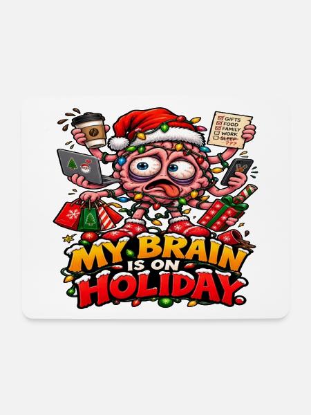 Weihnachtsgehirn im Urlaub - Mousepad (Querformat) - Weiß