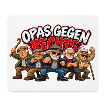 Opas Gegen Rechts Cartoon - Mousepad (Querformat) - Weiß - Vorne