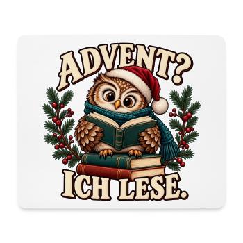 Advent? Ich lese. – Wintereule mit Büchern - Mousepad (Querformat) - Weiß - Vorne