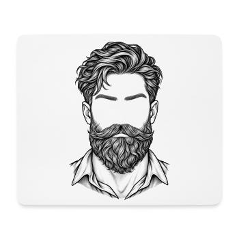 Lineart Bartportrait Schwarzweiß - Mousepad (Querformat) - Weiß - Vorne