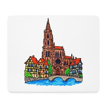 Straßburg Skyline im Wachsmalstil - Mousepad (Querformat) - Weiß - Vorne